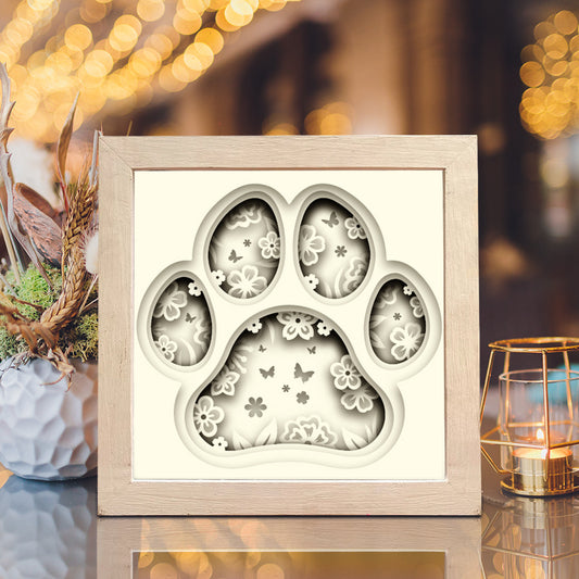 Floral Paw – 3D Shadow Box SVG File for Cricut & Silhouette