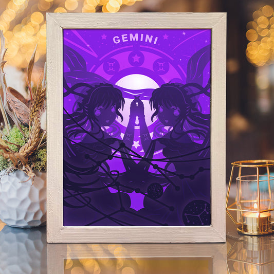 Zodiac Gemini – 3D Lightbox SVG File for Cricut & Silhouette