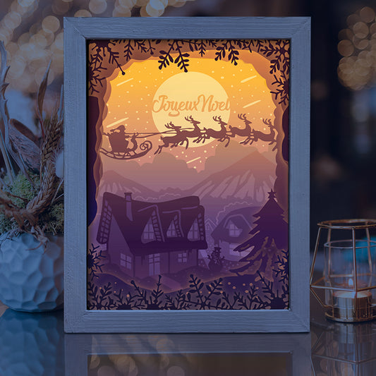 Joyeux Noel 6 – 3D Lightbox SVG File for Cricut & Silhouette