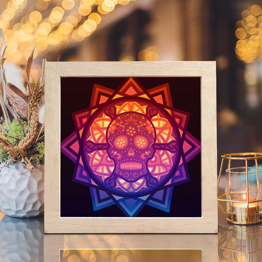 Skull Mandala - 3D Halloween Papercut Lightbox File - Cricut File - VEKTOR KRAFT