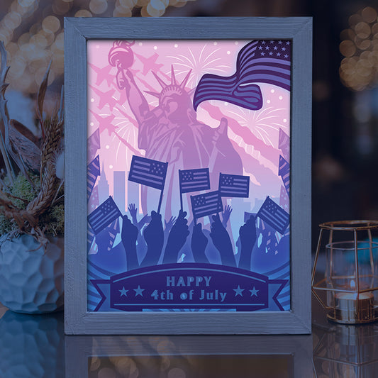 Happy 4th Of July 1 - 3D Special Occasions Papercut Lightbox File - Cricut File - VEKTOR KRAFT