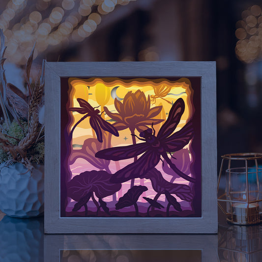 Dragonfly Square – 3D Lightbox SVG File for Cricut & Silhouette