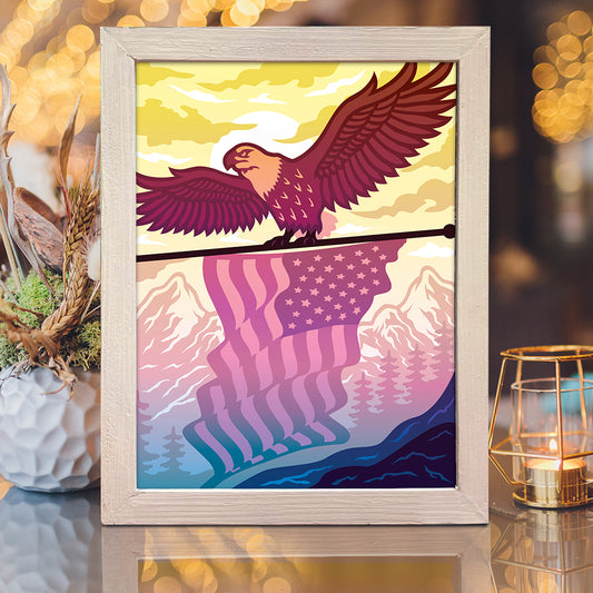 Eagle American Flag - 3D Special Occasions Papercut Lightbox File - Cricut File - VEKTOR KRAFT