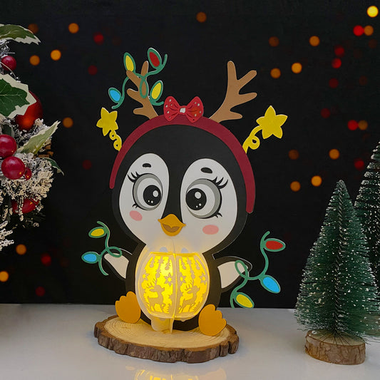 Penguin 2- 3D Christmas Lantern File - Cricut File - VEKTOR KRAFT
