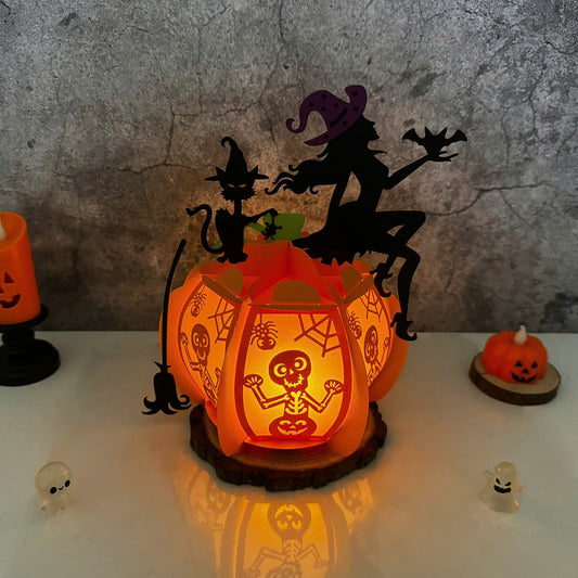 Pumpkin Witch - 3D Halloween Paper Lantern File - Cricut File - VEKTOR KRAFT