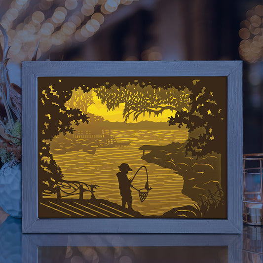 Kids Fishing – 3D Lightbox SVG File for Cricut & Silhouette