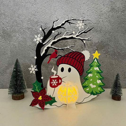 Christmas Ghost 1 - 3D Lantern File - Cricut File - VEKTOR KRAFT