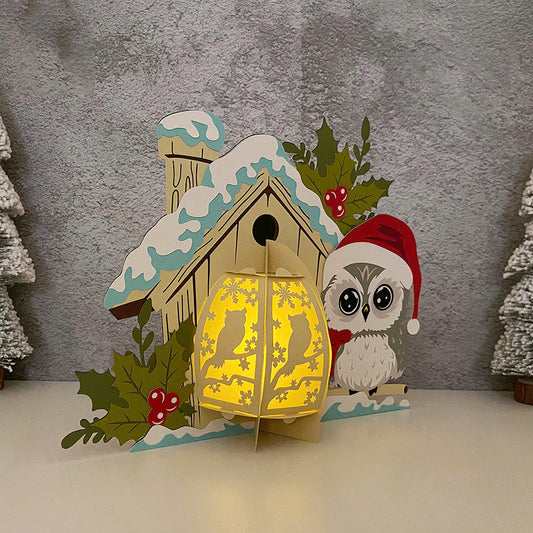Owl 5 - 3D Christmas Lantern File - Cricut File - VEKTOR KRAFT