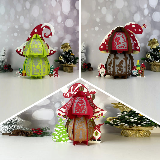 Pack 3 Mushroom Xmas - 3D Xmas Lantern File - Cricut File - VEKTOR KRAFT