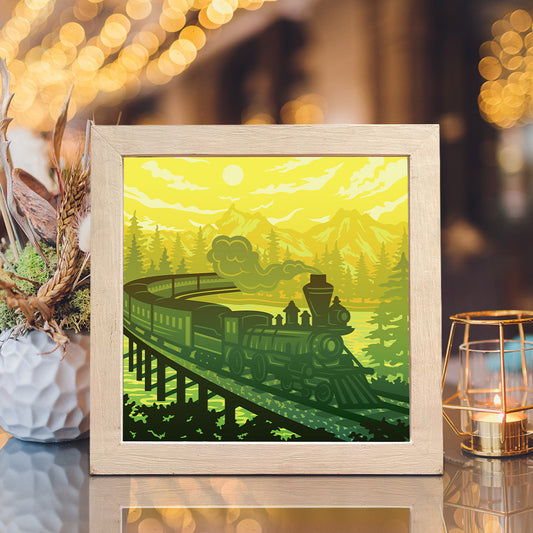 Old Train 2 - 3D Landscape Papercut Lightbox File - Cricut File - VEKTOR KRAFT