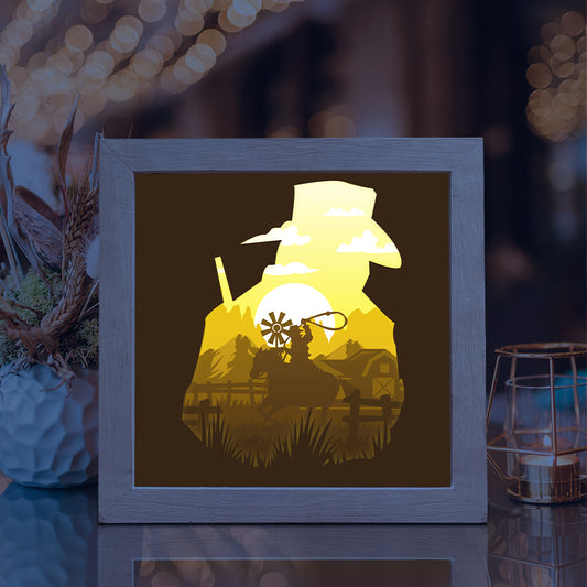 Cowboy 1 Square – 3D Lightbox SVG File for Cricut & Silhouette