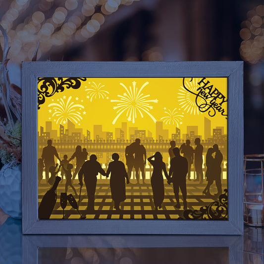 Happy New Year – 3D Lightbox SVG File for Cricut & Silhouette