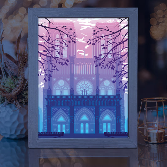 Notre-Dame de Paris – 3D Lightbox SVG File for Cricut & Silhouette
