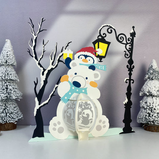 Polar Bear - 3D Christmas Lantern File - Cricut File - VEKTOR KRAFT