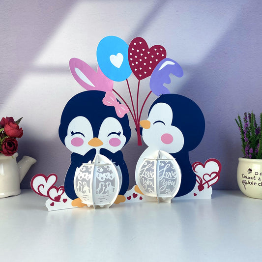 Penguin Couple - 3D Animal Lantern File - Cricut File - VEKTOR KRAFT