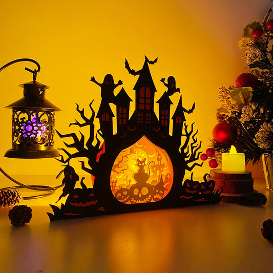 Cat Witch – 3D Haunted Castle Box File - Cricut File - VEKTOR KRAFT