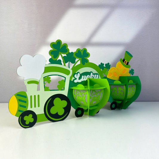 Patrick Day Train - 3D St. Patrick's Day Paper Cut Lantern File - Cricut File - VEKTOR KRAFT