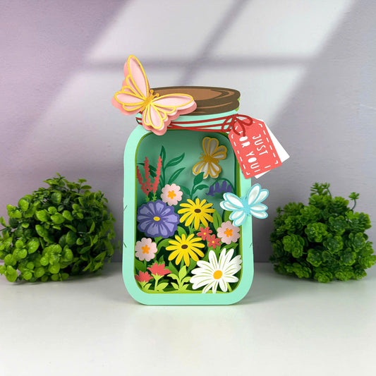 Flower Mason Jar – 3D Paper Pop-up Card File - Cricut File - VEKTOR KRAFT