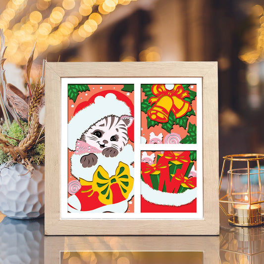 Christmas Cat 1 – 3D Shadow Box SVG File for Cricut & Silhouette