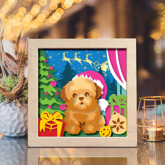 Christmas Dog – 3D Shadow Box SVG File for Cricut & Silhouette