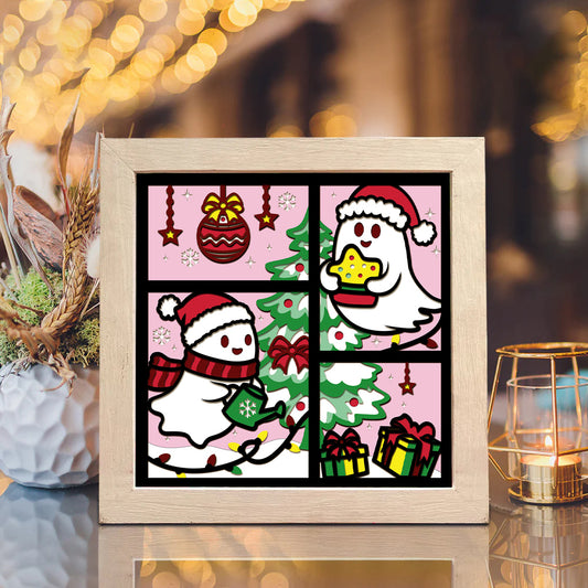 Cute Ghost Christmas – 3D Shadow Box SVG File for Cricut & Silhouette