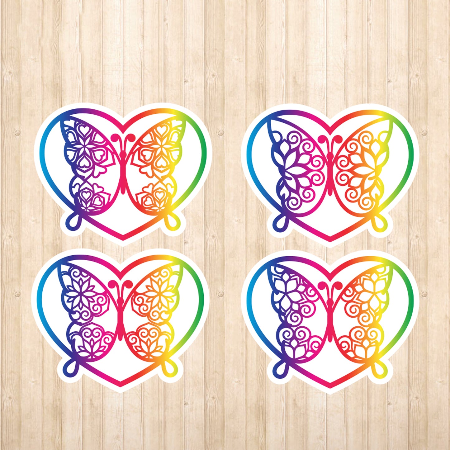 Heart Butterfly Spectrum Stickers - Cricut File - VEKTOR KRAFT