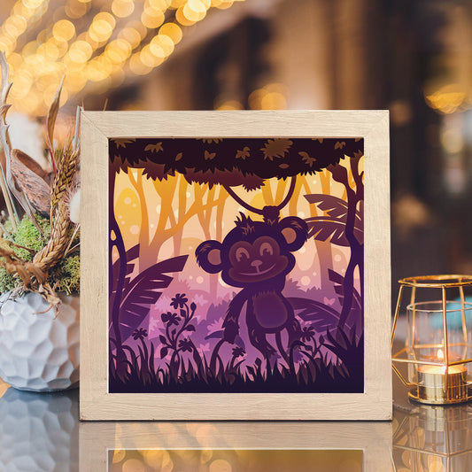 Monkey - 3D Animal Papercut Lightbox File - Cricut File - VEKTOR KRAFT
