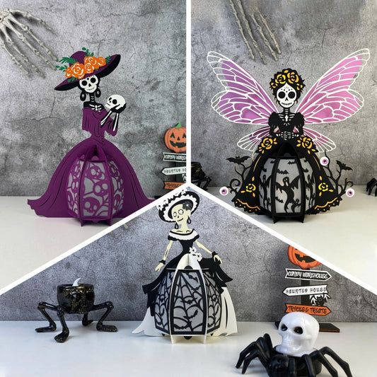 Pack 3 Catrina - 3D Halloween Paper Lantern File - Cricut File - VEKTOR KRAFT
