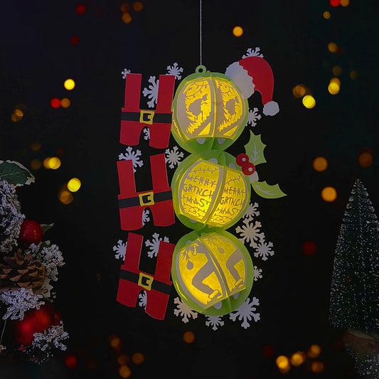 HO HO HO - 3D Christmas Lantern File - Cricut File - VEKTOR KRAFT