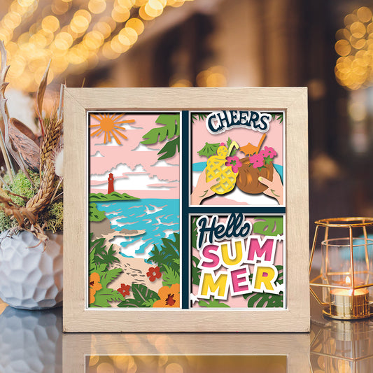 Hello Summer 3 – 3D Shadow Box SVG File for Cricut & Silhouette