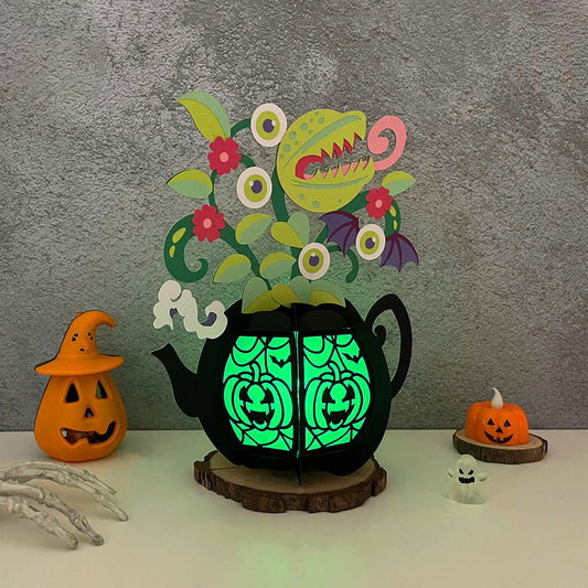 Kettle Flowers 3 - 3D Halloween Paper Lantern File - Cricut File - VEKTOR KRAFT