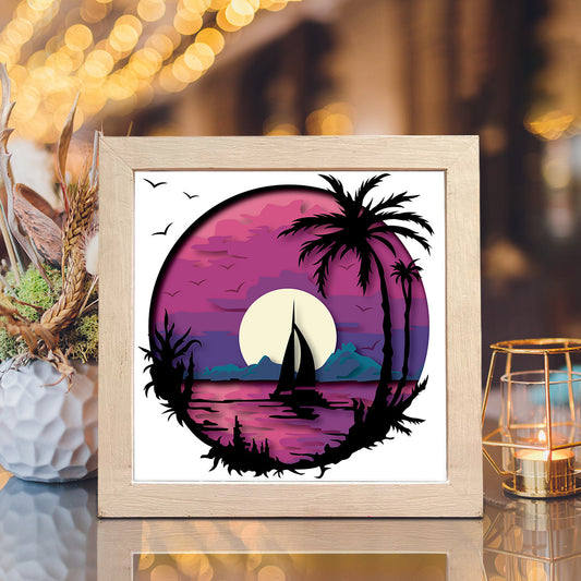 Sunset – 3D Landscape Paper Cut Shadow Box File - Cricut File - (8x8 inches) - VEKTOR KRAFT