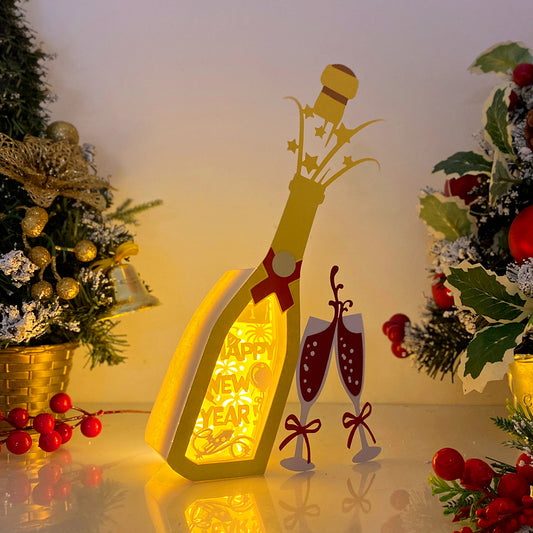 Happy New Year – 3D Champagne Box File - Cricut File - VEKTOR KRAFT
