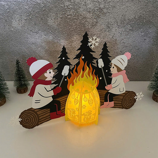 Christmas Campfire 1 - 3D Christmas Lantern File - Cricut File - VEKTOR KRAFT