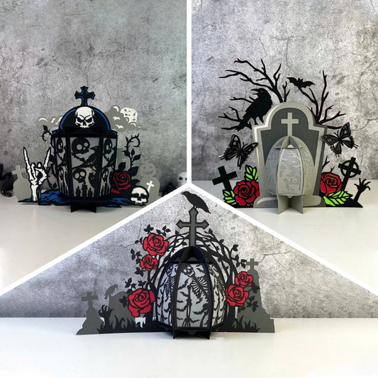 Pack 3 Tombstone - 3D Halloween Paper Lantern File - Cricut File - VEKTOR KRAFT