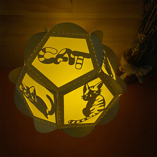 Cat - 3D Pentagon Lantern File - Cricut File - VEKTOR KRAFT