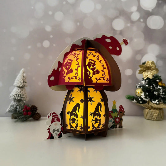 Mushroom Xmas 2 - 3D Christmas Lantern File - Cricut File - VEKTOR KRAFT