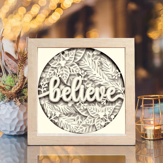 Believe – 3D Christmas Paper Cut Shadow Box File - Cricut File - (8x8 inches) - VEKTOR KRAFT