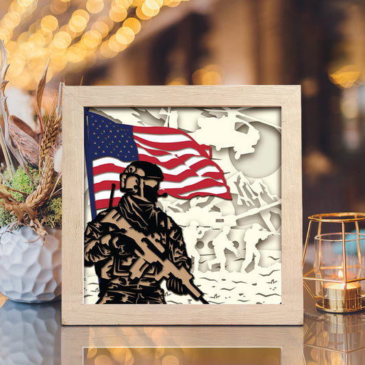 Military 1 – 3D Paper Cut Shadow Box File - Cricut File - (8x8 inches) - VEKTOR KRAFT