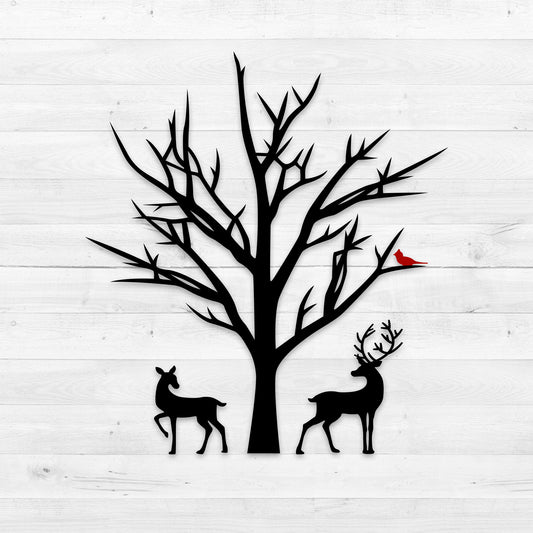 Deer Cardinal Winter Christmas Ornament - Cricut File - VEKTOR KRAFT