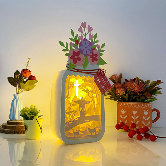 Jesus – 3D Floral Mason Jar Box File - Cricut File - VEKTOR KRAFT