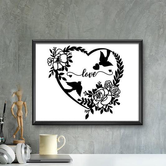 Floral Heart Love Birds – Kirigami - Cricut File - VEKTOR KRAFT
