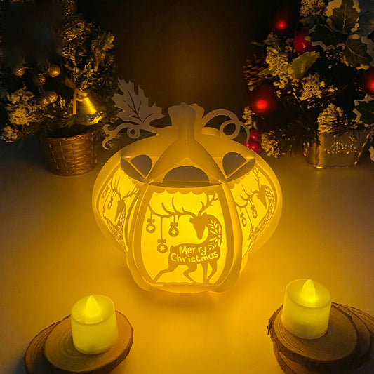 Pumpkin Christmas Deer - 3D Pumpkin Lantern File - Cricut File - VEKTOR KRAFT