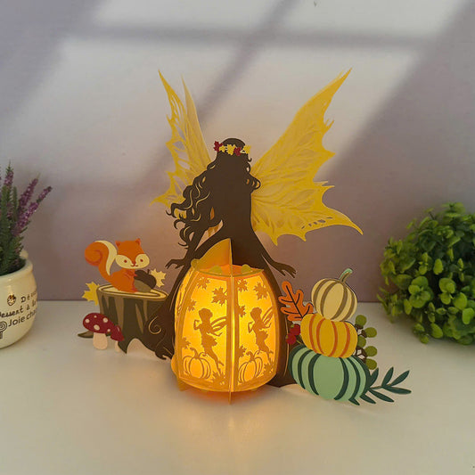 Autumn Fairy - 3D Paper Cut Lantern File - Cricut File - VEKTOR KRAFT