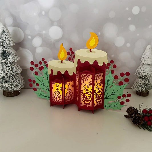 Santa Christmas - 3D Christmas Candles Lantern File - Cricut File - VEKTOR KRAFT