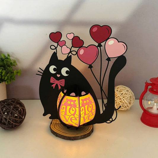 Cat Love - 3D Valentine Lantern File - Cricut File - VEKTOR KRAFT
