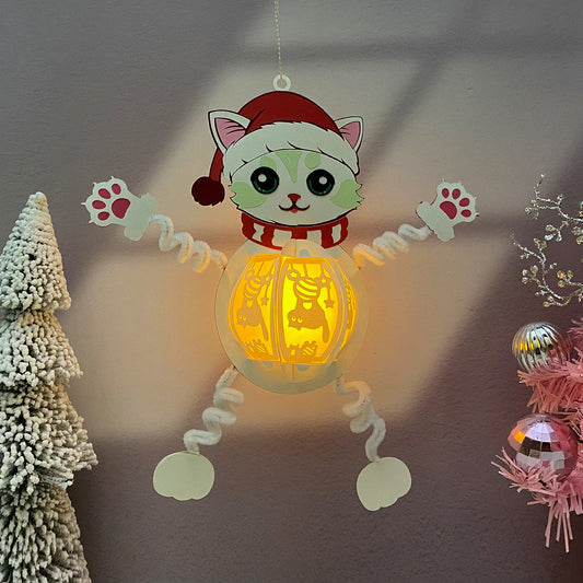 Cat - 3D Christmas Hanging Lantern File - Cricut File - VEKTOR KRAFT