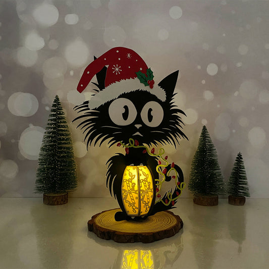 Cat Xmas - 3D Christmas Paper Cut Lantern File - Cricut File - VEKTOR KRAFT (Copy)