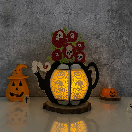 Skullcap - 3D Halloween Cauldron Flower Paper Lantern File - Cricut File - VEKTOR KRAFT