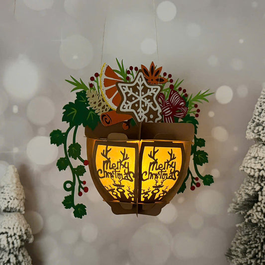 Christmas Flower Pot 3 - 3D Christmas Lantern File - Cricut File - VEKTOR KRAFT